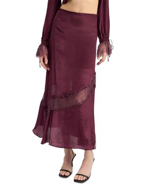 En Saison Lace Peekaboo Cover Slip Skirt - Purple