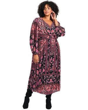 Avenue Plus Size Harmony Twist Front Pleated Dress - Purple