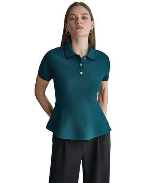 BCBGMAXAZRIA Peplum Polo Short-sleeve Top - Green