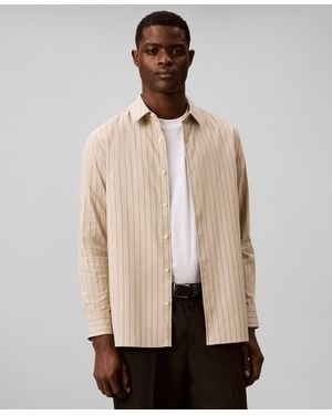 Calvin Klein Pinstripe Classic Long-sleeve Shirt - Natural