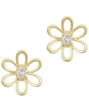 Adornia Cubic Zirconia Flower Outline Stud Earrings - Metallic