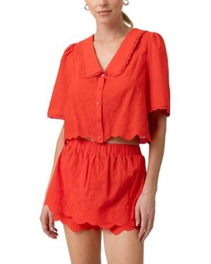 Line & Dot Rou Short-sleeve Shirt - Red