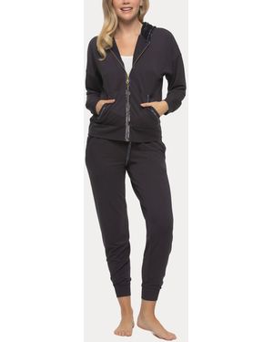 Felina Aria Zip Up Hoodie And jogger Lounge Set - Blue