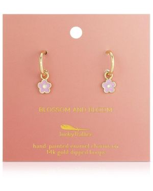 Lucky Feather Hoops - Pink