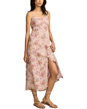 Lucky Brand Floral-print Lace-trim Slip Dress - Pink