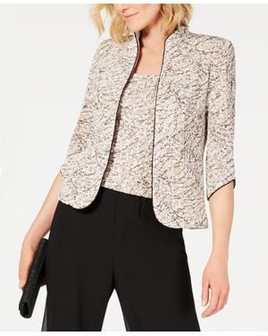 Alex Evenings Printed Jacket Top Set - White