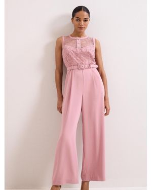 Phase Eight Ivanna Lace Bodice Belted Jumpsuit - Pink