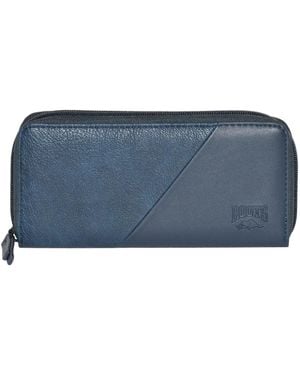 ROOTS Slim Zipper Round Wallet - Blue