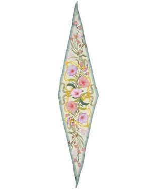 Bespoke Fashion Floral Diamond-shape Scarf - White
