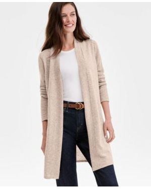 Charter Club 100 Cashmere Split Hem Long Cardigan Pxs Xxl Macys Exclusive - White