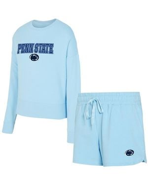 Concepts Sport Â 2-piece Penn State Nittany Lions Elevation Tri-blend Long Sleeve Top And Shorts Set - Blue