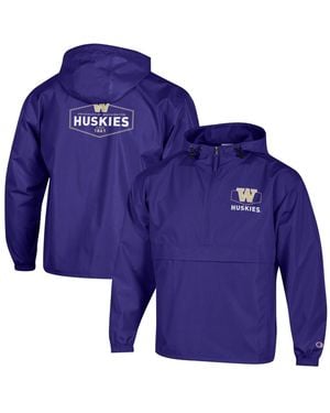 Champion Washington Huskies Delay Packable Half-zip Jacket - Blue