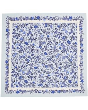 Fable England Ditsy Folk Square Scarf - Blue