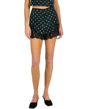 Line & Dot Sophie Polka Dot Lace Trim Shorts - Black