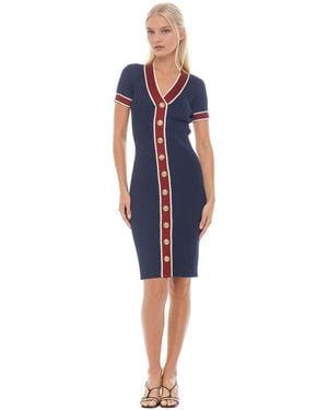 Alexia Admor Otto V Neck Ribbed Knit Dress - Blue