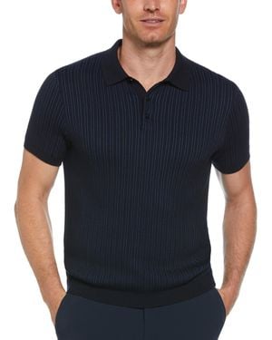 Perry Ellis Short Sleeve Vertical Stripe Polo Sweater - Black