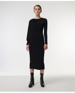 eem Knitted Scarf Detail Top - Black