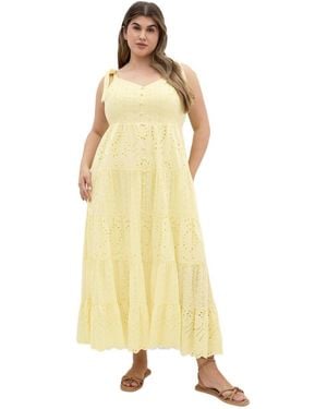 City Chic Plus Size Allegra Embroidered Tier Dress - Metallic