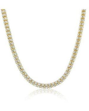 Simona Sterling Silver 5mm D C Ice Barrel Chain Two Tone - Metallic