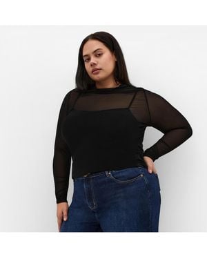 City Chic Lauryn Ruched Top - Black