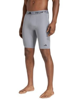 adidas Tech-fit Logo Compression Shorts - Gray