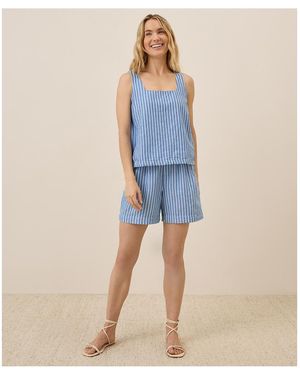 Pact Organic Cotton Canopy Linen Blend Square Neck Tank - Blue