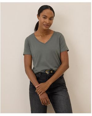 Pact Organic Cotton Softspun V-neck Tee - Gray