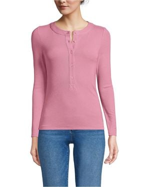 Lands' End Drapey Rib Fitted Long Sleeve Henley T-shirt - Red