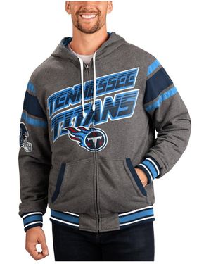G-III 4Her by Carl Banks Gray/navy Tennessee Titans Extreme Full Back Reversible Hoodie Full-zip Jacket - Blue
