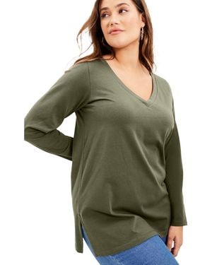 June + Vie June + Vie June + Vie Long-sleeve V-neck One + Only Tunic - Green