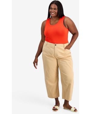 On 34th Trendy Plus Size High-rise Twill Barrel-leg Pants - Orange