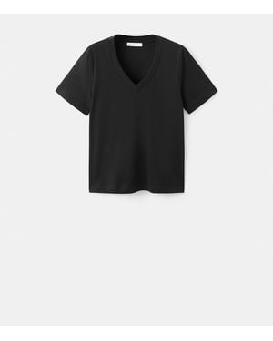 Mango Cotton Short-sleeved Pajama T-shirt - Black