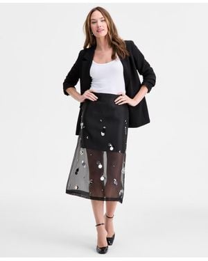 On 34th Embellished Organza Midi Skirt - Black