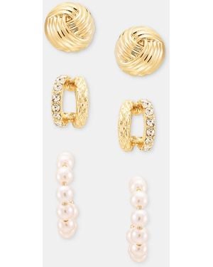 Anne Klein Knot Stud & Hoop Earrings - White