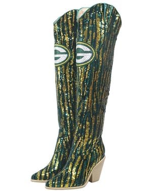 Cuce Bay Packers Over-the-knee Two-tone Sequin Boots - Green