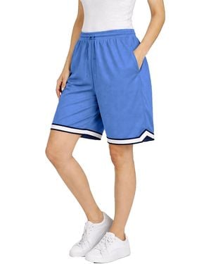 Jump Start Loose Fit Premium Active Moisture Wicking Workout Mesh Shorts With Trim - Blue