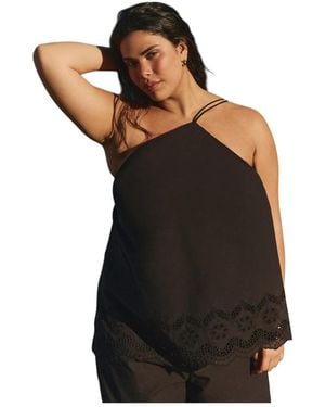 Eloquii Plus Size Eyelet Detail Top - Black