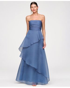 JS Collections Strapless Organza Gown - Blue