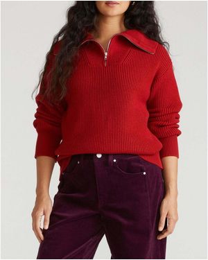 UNIVERSAL STANDARD Plus Size Brenda Zip Sweater - Red