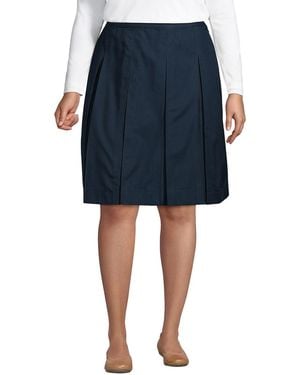 Lands' End Plus Size Box Pleat Skirt Top Of Knee - Blue