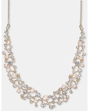 Anne Klein Crystal & Imitation Pearl Cluster Statement Necklace - Natural