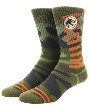 Jurassic Park Camo Dinosaur Athletic Crew Socks - Green