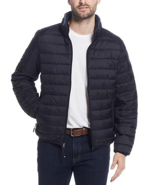 Weatherproof Packable Neck Pillow Zip-front Quilted Jacket - Blue