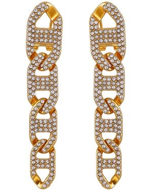 Guess Glass Stone Chain Link Drop Earrings (also - Metallic