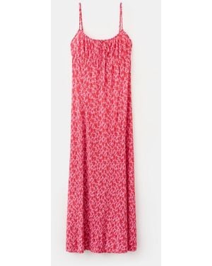 Mango Floral-print Pleated Dress - Pink