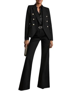 Reiss Tailored Fit Textured Double Breasted Blazer - Black