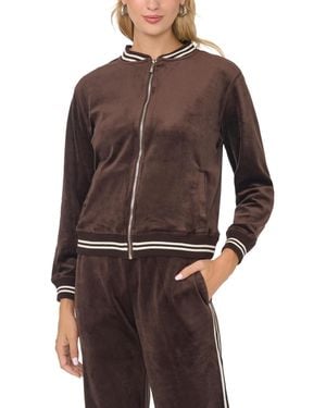 Vince Camuto Bomber Stripe-trim Velvet Jacket - Brown