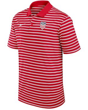 Nike Usmnt Dri-fit Victory Stripe Polo Shirt - Red