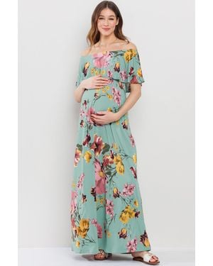 Hello Miss Off-shoulder Ruffled Maxi Dress - White