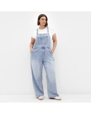City Chic Plus Size Pinafore Overall - Blue